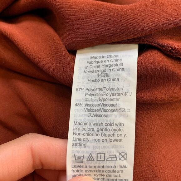 Madewell Skirt Womens 0 Cocoa Satin Slip Pull On Drawstring Side Slit Midi - Picture 6 of 10